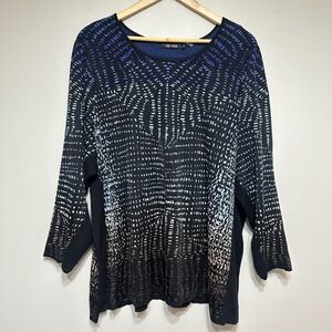 NIC+ZOE Abstract Print Knit Sweater Womens Plus Size 3X Modern Soft Stretch Chic